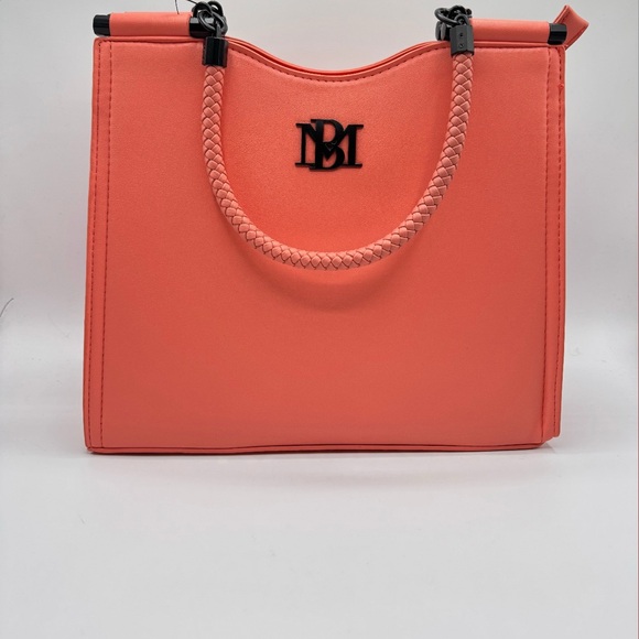 Handbags - Elegant Coral Tote with Braided Handle